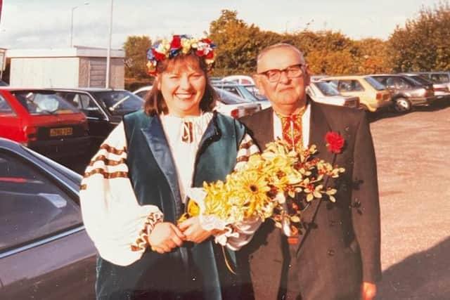 Marusia and her dad on her wedding day in 1995