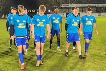 Dynamos Under 18s in their tops showing support for Ukraine