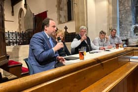Greg Smith MP and the Community Question Time panel in St Mary the Virgin Church, Mursley
