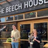 Beech House Amersham’s gm Jamie Firminger congratulating new assistant Managers George Muddiman & Rebecca Gilbert.