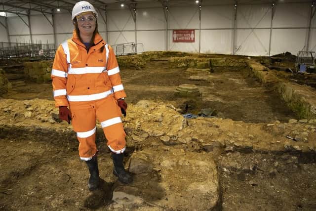 Dr Rachel Woods at St Mary's Church archaeological site