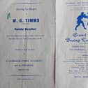 The original programme from the event provided by Graham Aldridge