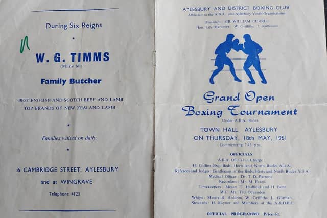 The original programme from the event provided by Graham Aldridge