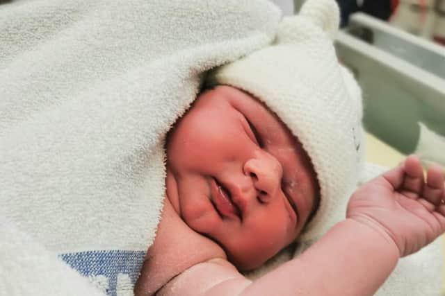 Zeik minutes after he was born