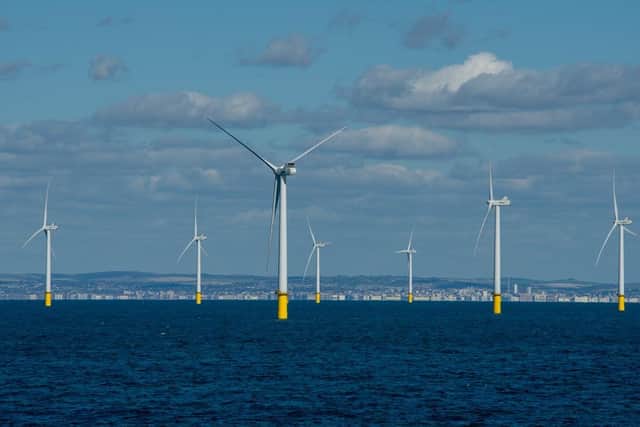 The Rampion offshore wind farm with the coast behind. Picture: Darren Cool Dcoolimages.com