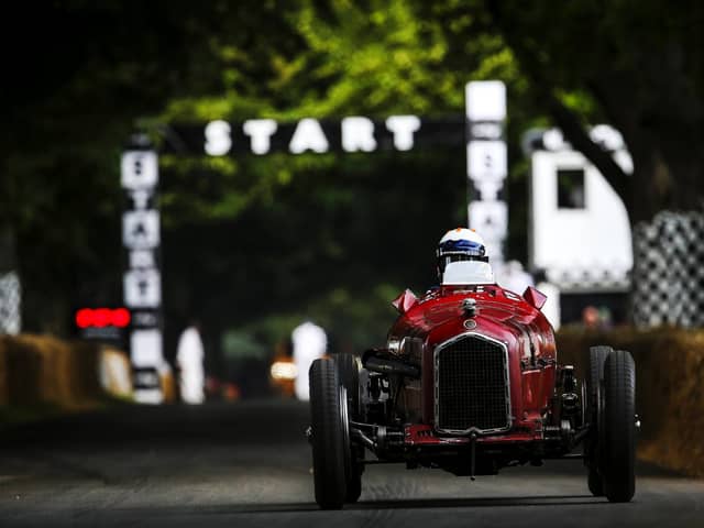 AT SPEED: James Wood demonstrated a 1935 Alfa Romeo P3 at the Goodwood Festival of Speed (Photo JEP)