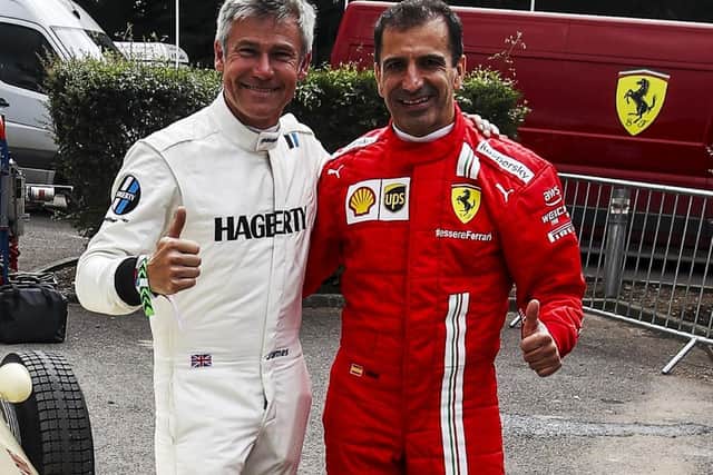 FERRARI DRIVERS: James Wood and Scuderia Ferrari driver, Marc Gene, pictured at Goodwood (Photo JEP)
