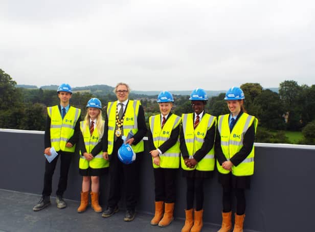 The Mayor of Tring attended a Topping Off ceremony on the roof of Tring School's £30m new build project