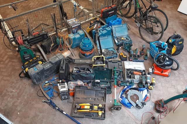 Tools seized in a raid in High Wycombe