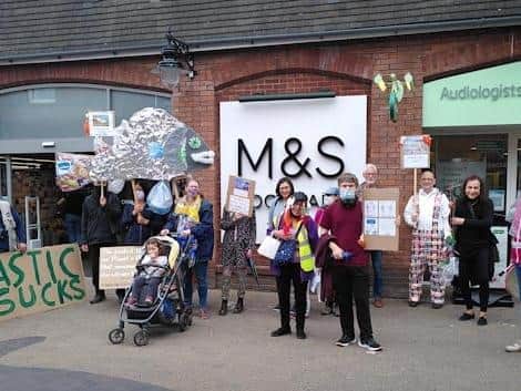 The protesters outside Marks and Spencer