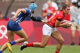 Helena Rowland playing for Great Britain in the Olympic rugby sevens against the ROC (Picture Dan Mullan / Getty Images)