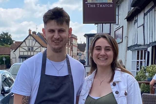 James Durant and Lindsey Hobbs outside The Thatch