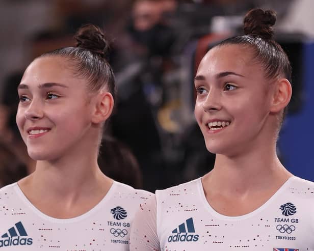 Jessica and Jennifer Gadirova enjoying the Olympic floor exercise final (Picture Jamie Squire GettyImages)