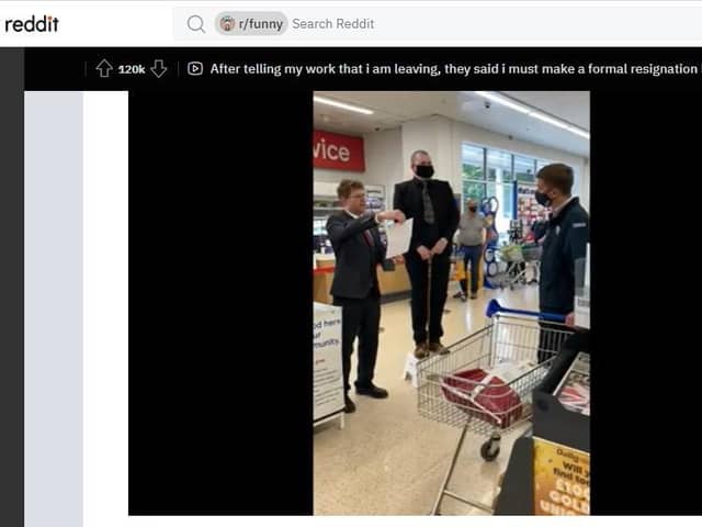 Screenshot from the video posted on Reddit