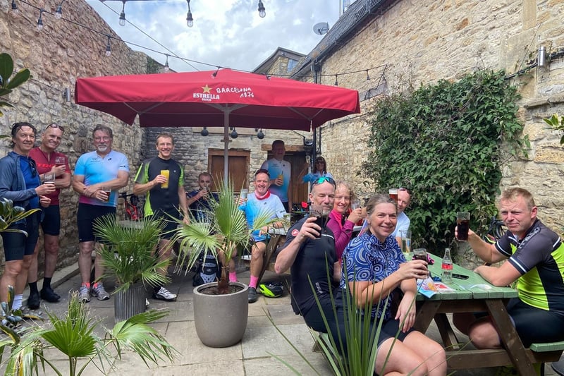 Enjoying a refreshing pit stop in the Cotswolds