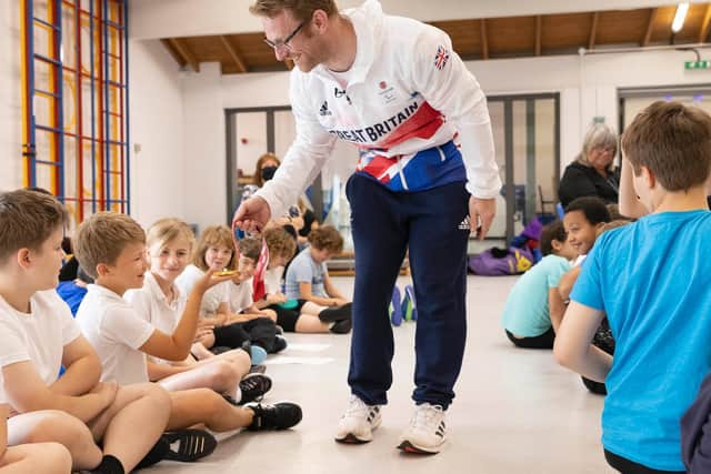 Jody Cundy OBE at Booker Park School (C) Matt Alexander at Press Association