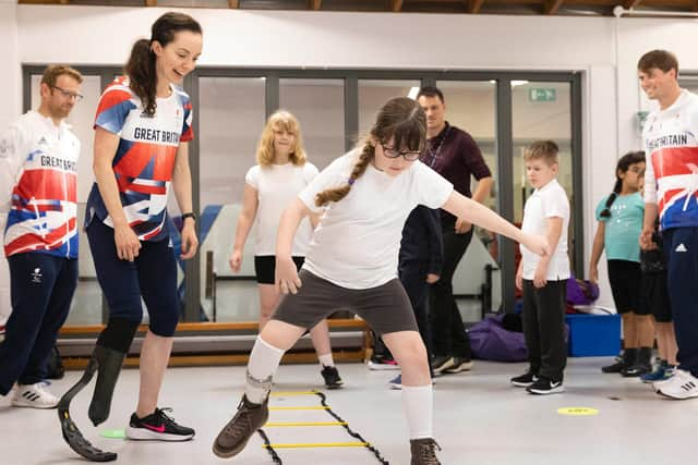 Stef Reid MBE at Booker Park School (C) Matt Alexander at Press Association