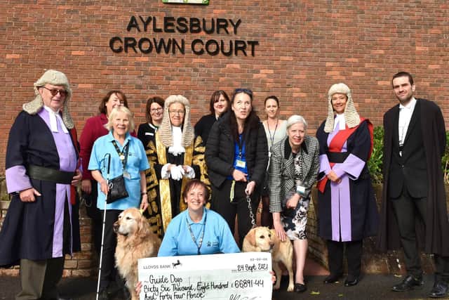 Judge Francis Sheridan, Lady Justice Thirwall, Guide Dogs staff, Nadia Turnball
and Jeanne Stephen