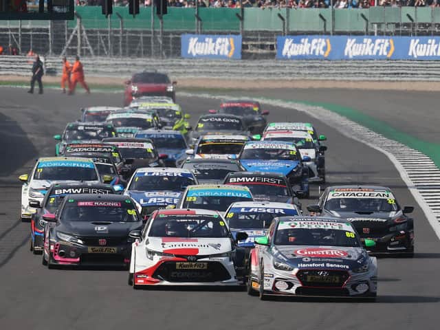 Tom Ingram leads the pack at Silverstone on Sunday.