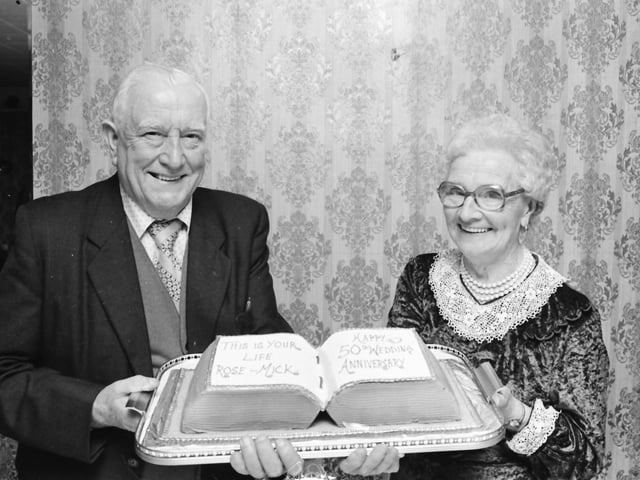 Mr. and Mrs. Michael Hoban, Bridge Street, Carndonagh, who celebrated their Golden Wedding anniversary in February 1981.
