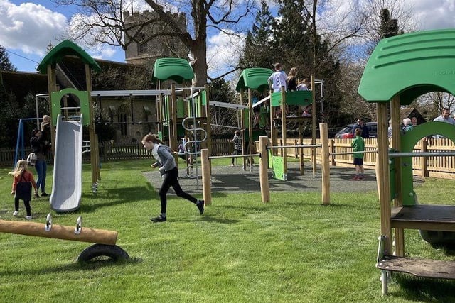Youngsters enjoying the new playground at Little Horwood 