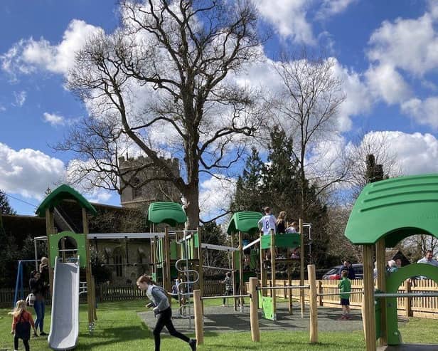 Youngsters enjoying the new playground at Little Horwood 