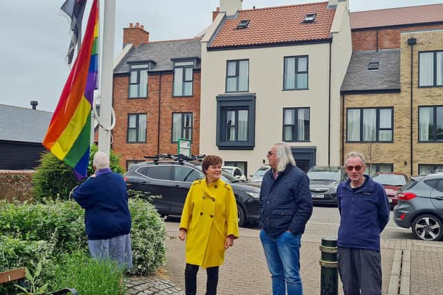 Mayor of Buckingham Anja Schaefer attends the raising of the flag