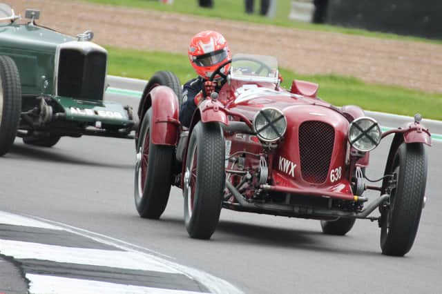 Stephen Skipworth pictured in action at Silverstone driving an Aston Martin in the St. John Horsfall Trophy race last weekend (Photo James Beckett)