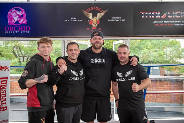 Billy Joe Saunders with the Pegasus Gym team, photo from Sunny Mandair