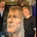 Tim Peake and artist George Groves with the portrait