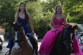 Hannah (left) riding Ted and Lillianna (right) riding Liberty
