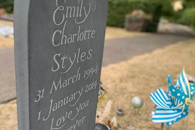 Emily's grave in Brackley Road Cemetery