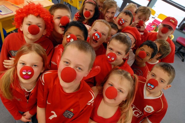 Pupils were seeing red as they supported Red Nose Day 15 years ago. Can you spot someone you know?