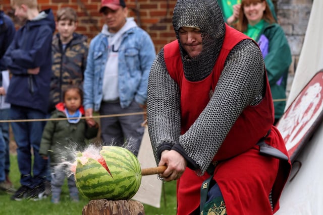 Poor melons were destroyed during the 13th century weapons display. Photo from Damon Mitchell