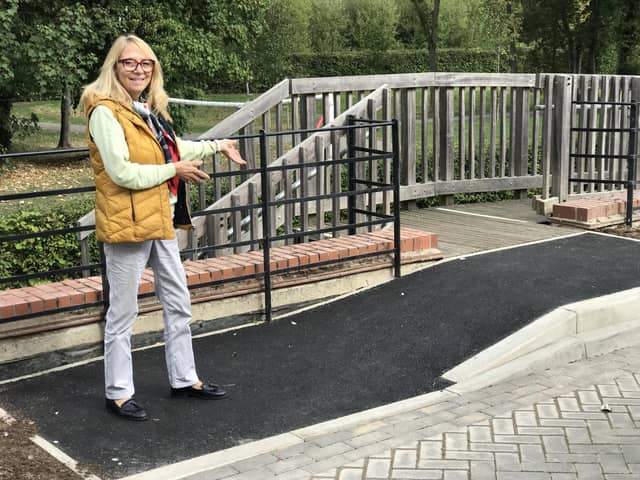 Councillor Caroline Cornell at the new ramp