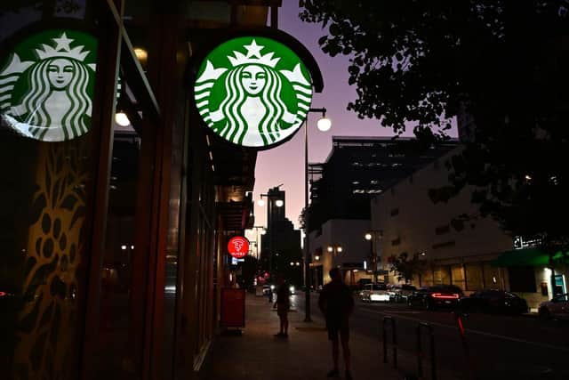 Starbucks logo (Photo by FREDERIC J. BROWN/AFP via Getty Images)