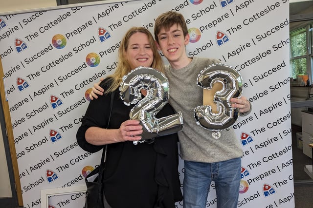 Ethan Billington celebrates the good news with his mum.