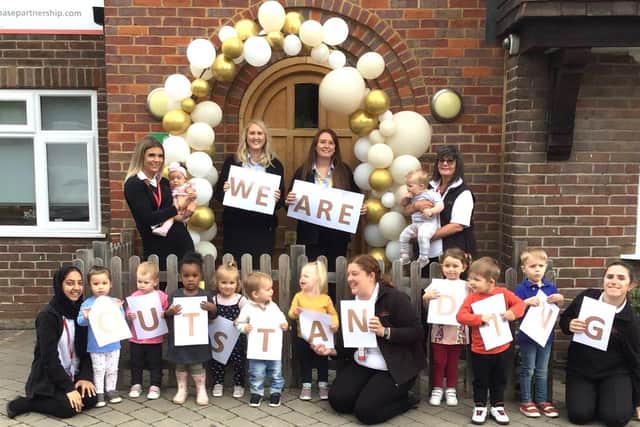 Celebrating the news at Grasshoppers Day Nursery