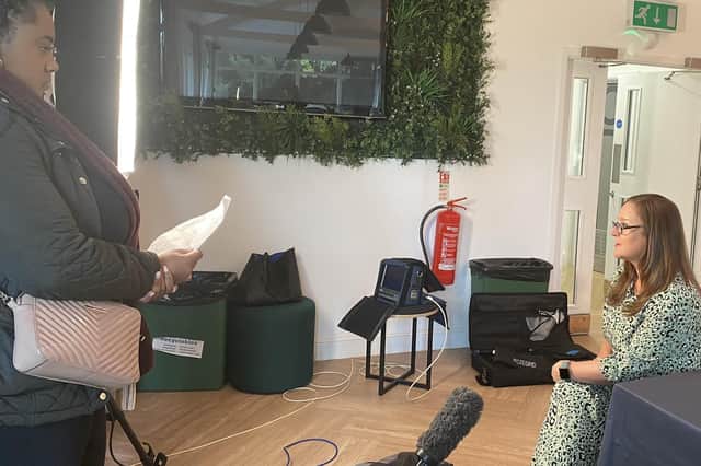 Cafe organiser Paula Seddon is interviewed