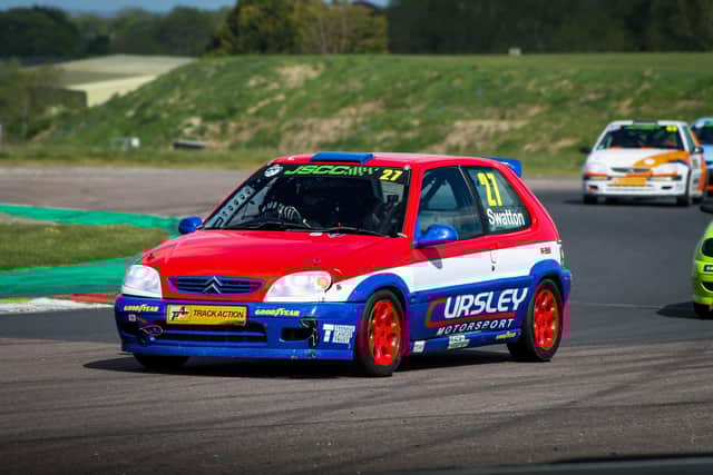 Swatton negotiates the Club Chicane at Thruxton circuit. Pic: Jasmine Marles.