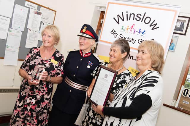 Deputy chair Sue Keane, chair Vron Corben and treasurer Zoe Sutherland with the Lord Lieutenant of Bucks, Countess Howe