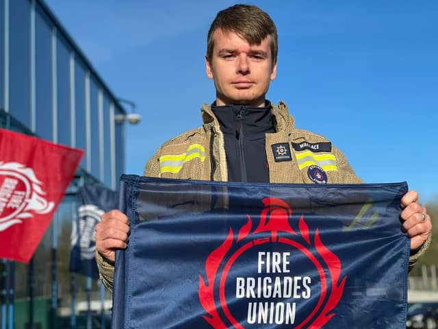 Mitch Wallace at yesterday's protest in Milton Keynes, photo from Charlie Smith Local Democracy Service