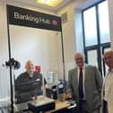 Councillor Clive Harriss, and Councillor Howard Mordue at the temporary banking hub this summer