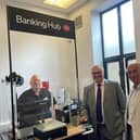 Councillor Clive Harriss, and Councillor Howard Mordue at the temporary banking hub this summer