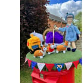 The amazing knitted creation in Thornborough