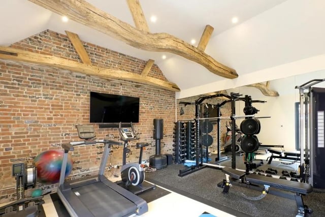One of the accompanying buildings next to the grand main building, has been adapted into a fully-functioning home gym.