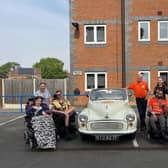 SeeAbility Chairman Gordon Ilett and his 55-year-old Morris Minor visit the charity team in Aylesbur