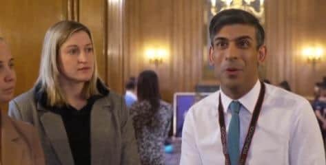 Ellen White with Prime Minister Rishi Sunak, and Beth Mead, from Sky Sports News