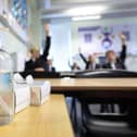 Hand sanitiser in a classroom as schools reopened after the lockdown