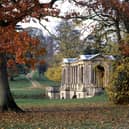 The Palladian Bridge in Stowe Landscape Gardens, surrounded by shades of autumn. The Bridge was probably built under the direction of Gibbs and was completed in 1738.